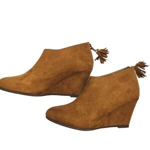 CL by Laundry 6.5 Women's Shoes Brown Fringe Ankle Boots Booties 6 1/2 Girl